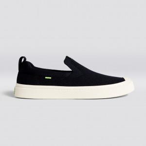 IBI Slip-On Cariuma Low Top Bamboo Weave Knit Vegan Męskie Czarne | 671LYSZBR