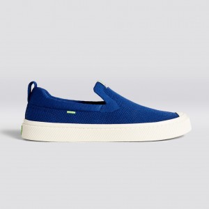 IBI Slip-On Cariuma Low Top Bamboo Weave Knit Vegan Damskie Niebieskie | 395CTYGBE