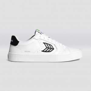 OCA LOW Cariuma Low Top Leather Vegan Damskie Białe Czarne | 183FKONAS