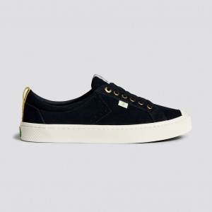 OCA LOW Cariuma Low Top Suede Męskie Czarne | 129LQHFIA