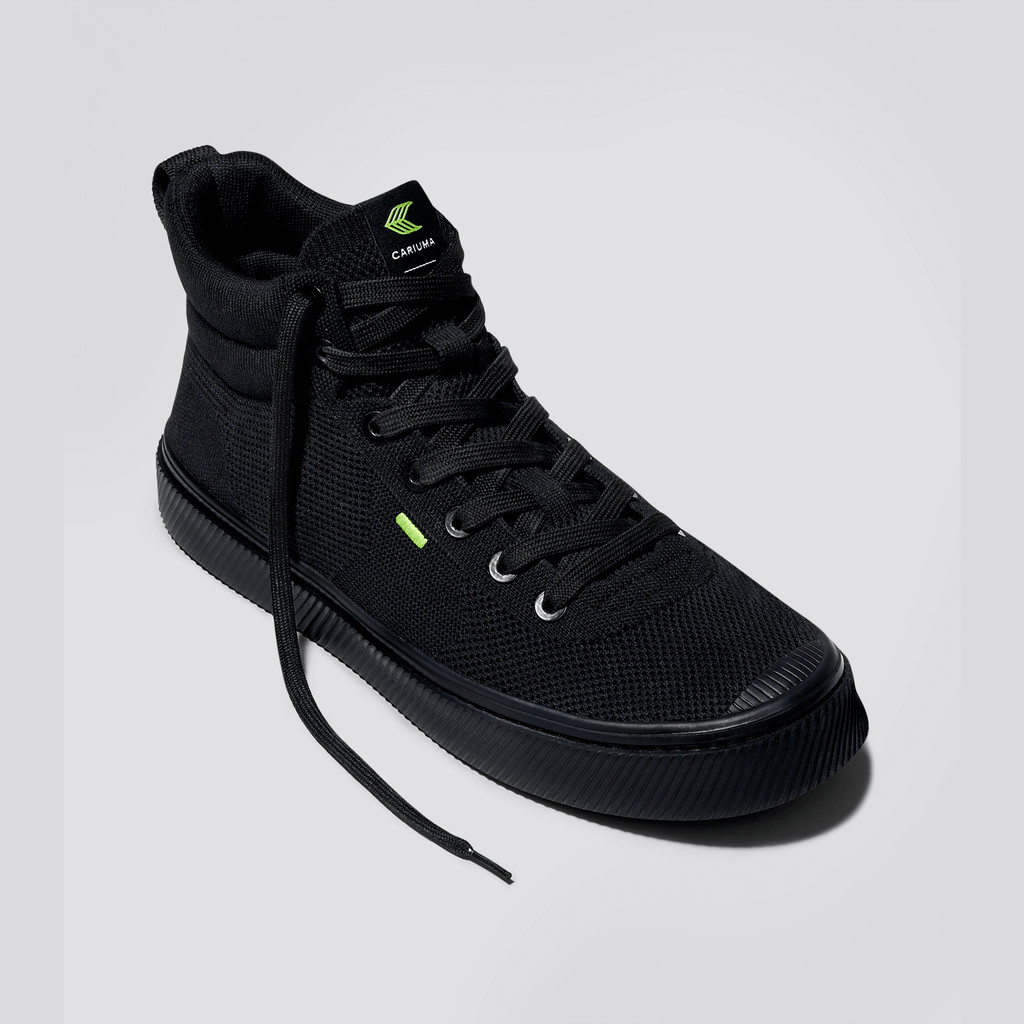 IBI HIGH Cariuma High Top Bamboo Weave Knit Vegan Męskie Czarne | 756IDAOJW