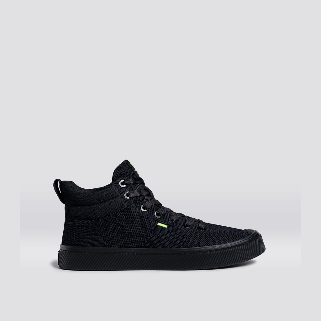 IBI HIGH Cariuma High Top Bamboo Weave Knit Vegan Męskie Czarne | 756IDAOJW