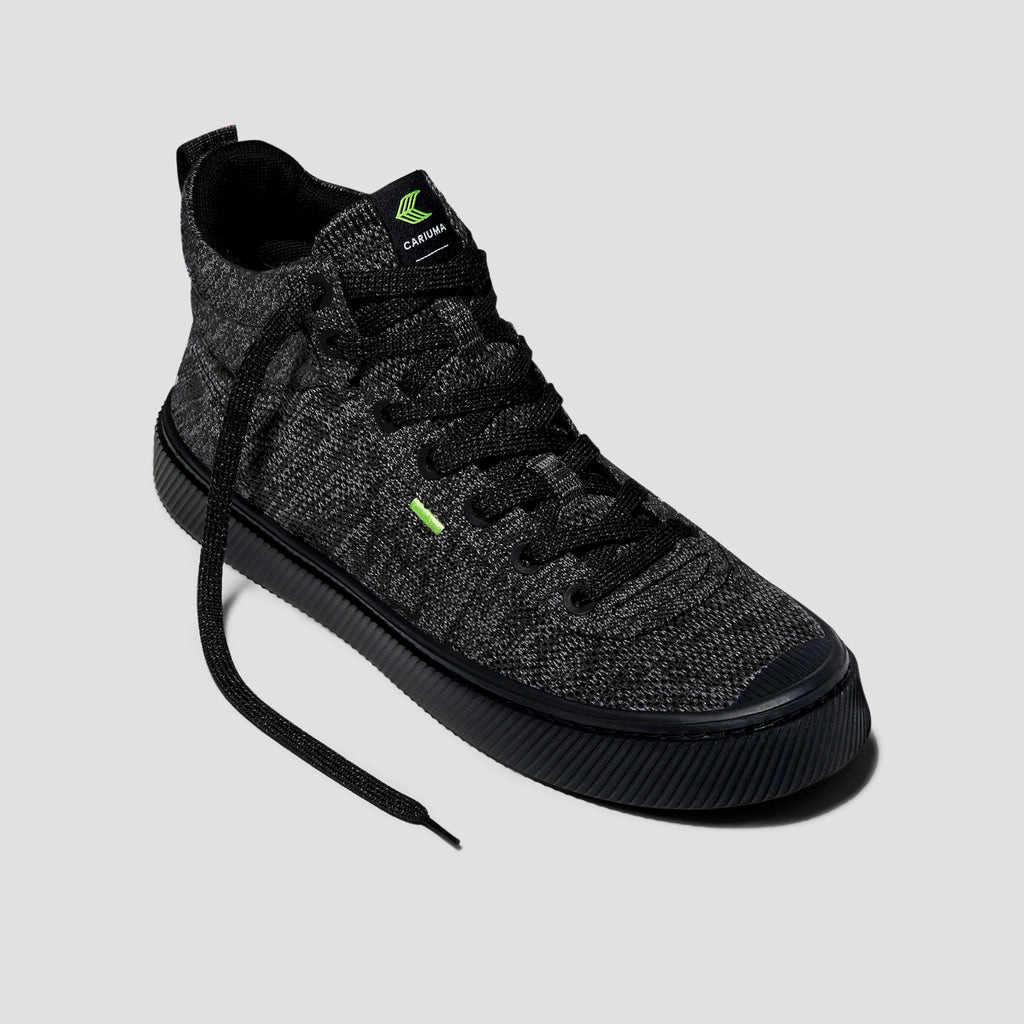IBI HIGH Cariuma High Top Bamboo Weave Knit Vegan Damskie Czarne | 983ZNPEYI