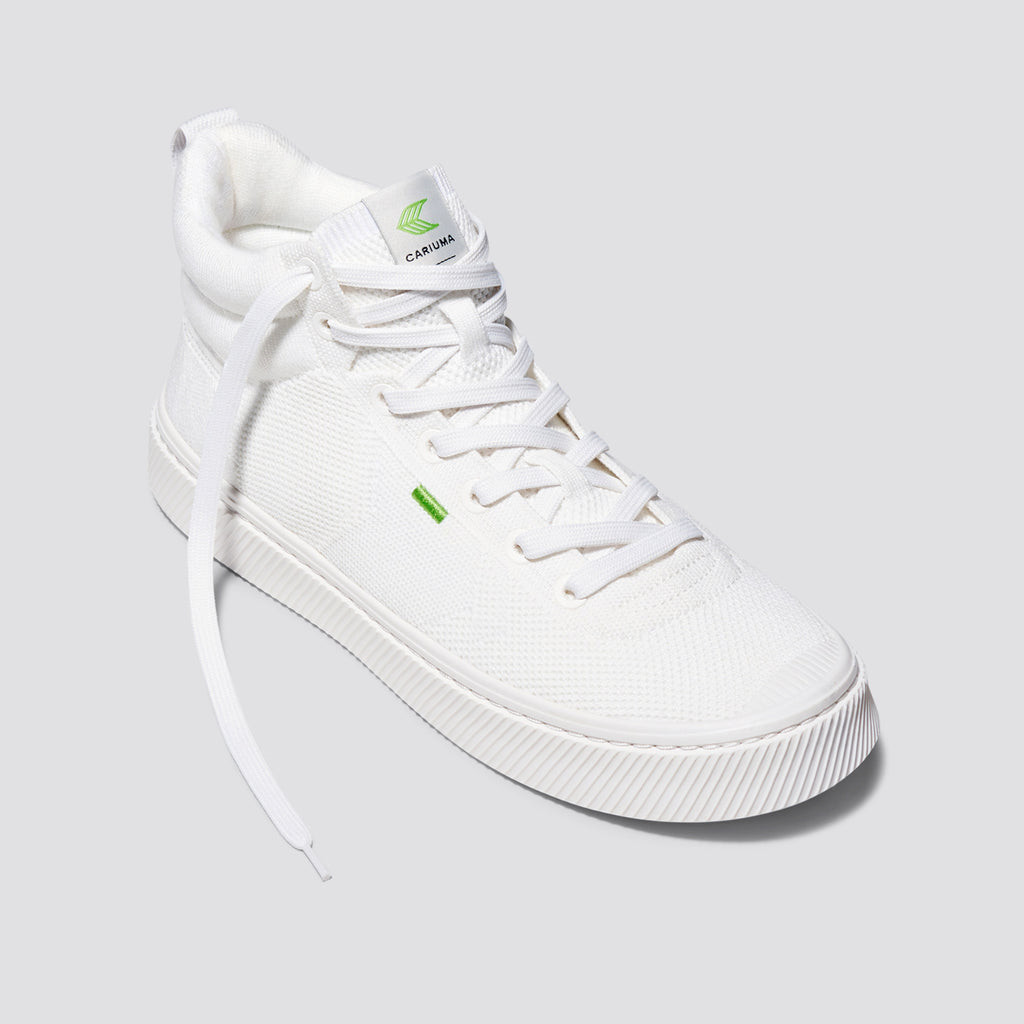 IBI HIGH Cariuma High Top Bamboo Weave Knit Vegan Damskie Białe | 051LDUQKT