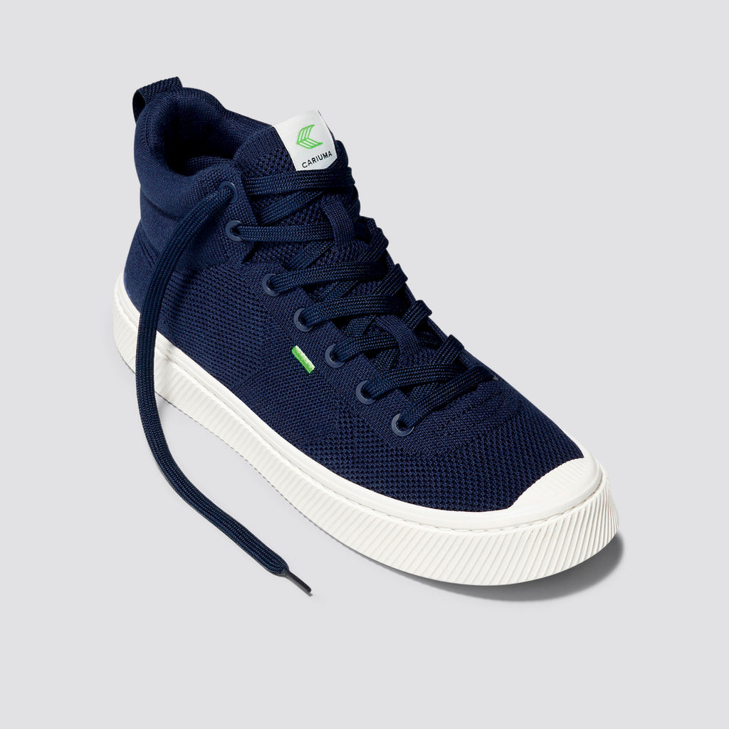 IBI HIGH Cariuma High Top Bamboo Weave Knit Vegan Damskie Granatowe | 015EJMAZI