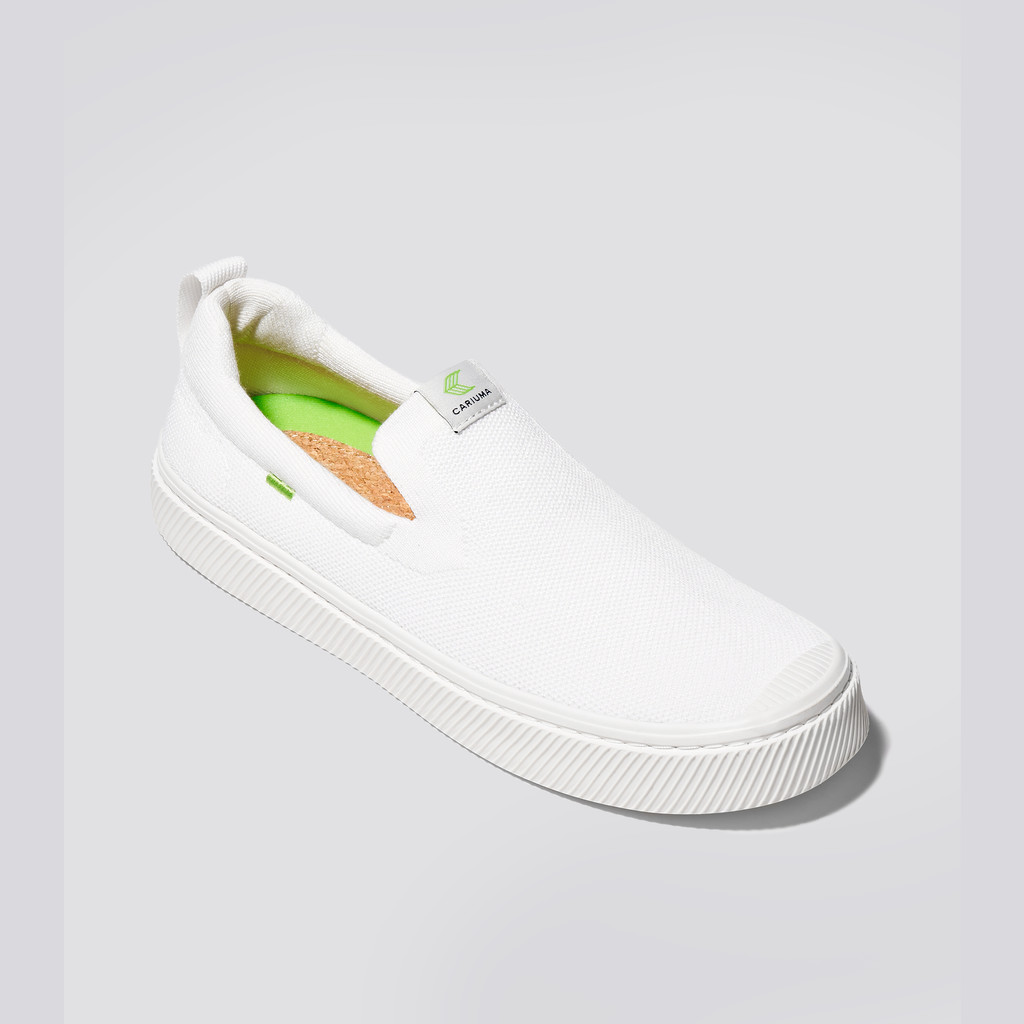 IBI Slip-On Cariuma Low Top Bamboo Weave Knit Vegan Męskie Białe | 014MUSPWB