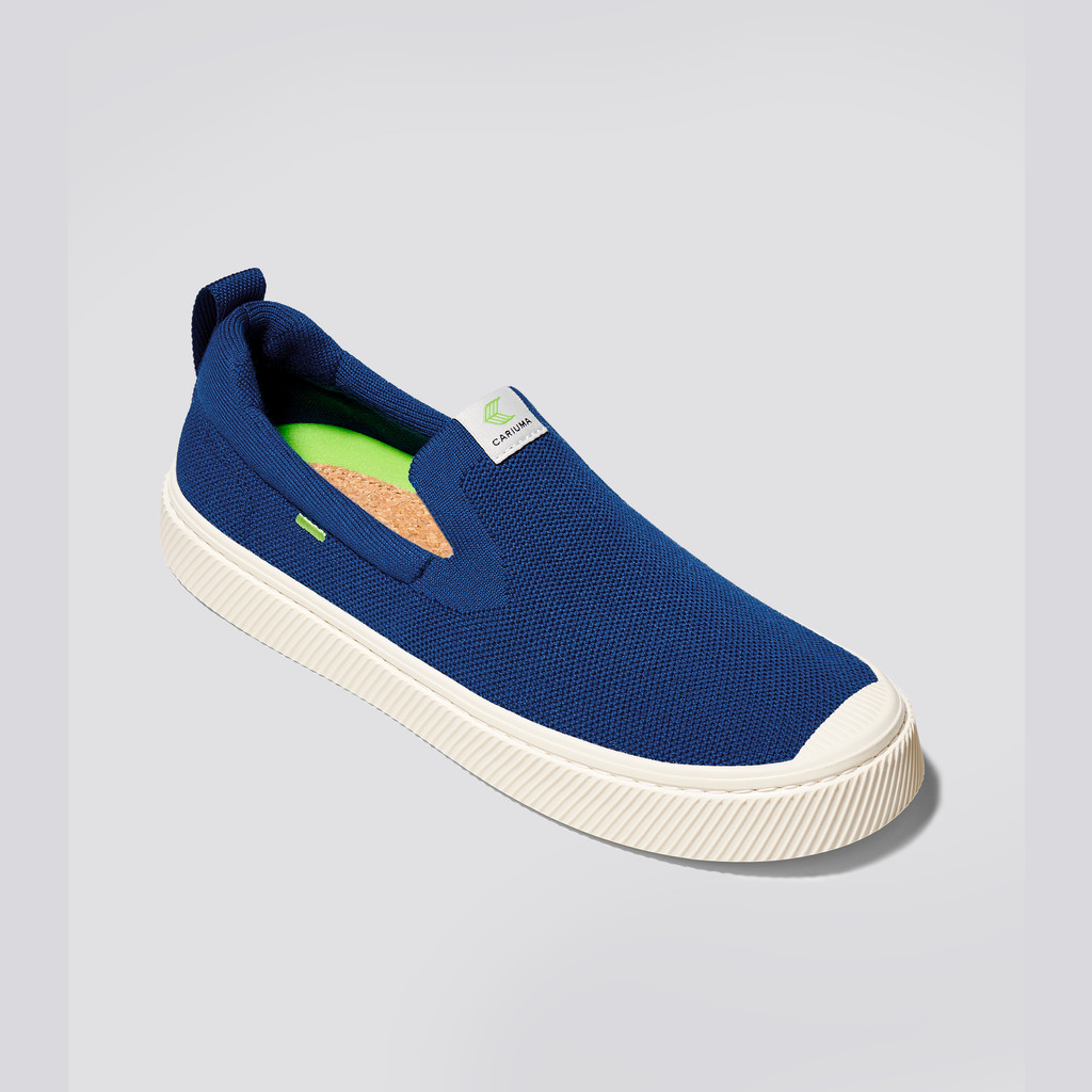 IBI Slip-On Cariuma Low Top Bamboo Weave Knit Vegan Damskie Niebieskie | 395CTYGBE
