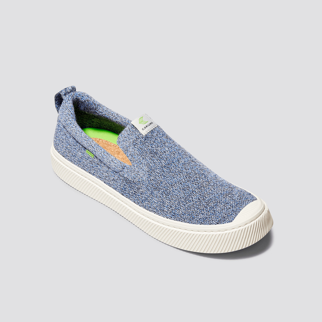 IBI Slip-On Cariuma Low Top Bamboo Weave Knit Vegan Damskie Niebieskie | 902FEJABG