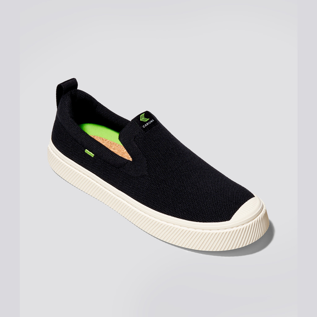 IBI Slip-On Cariuma Low Top Bamboo Weave Knit Vegan Damskie Czarne | 098IURWHY