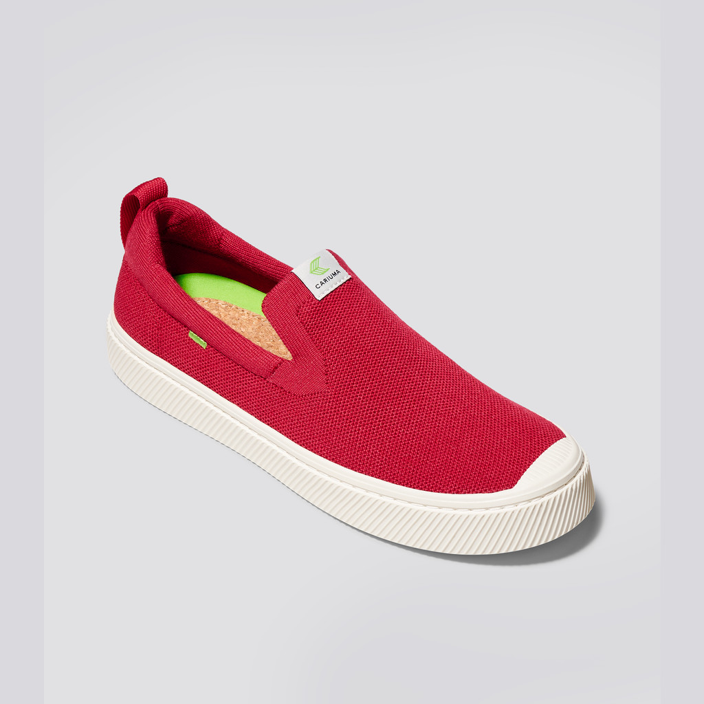 IBI Slip-On Cariuma Low Top Bamboo Weave Knit Vegan Męskie Czerwone | 791IJNBDS