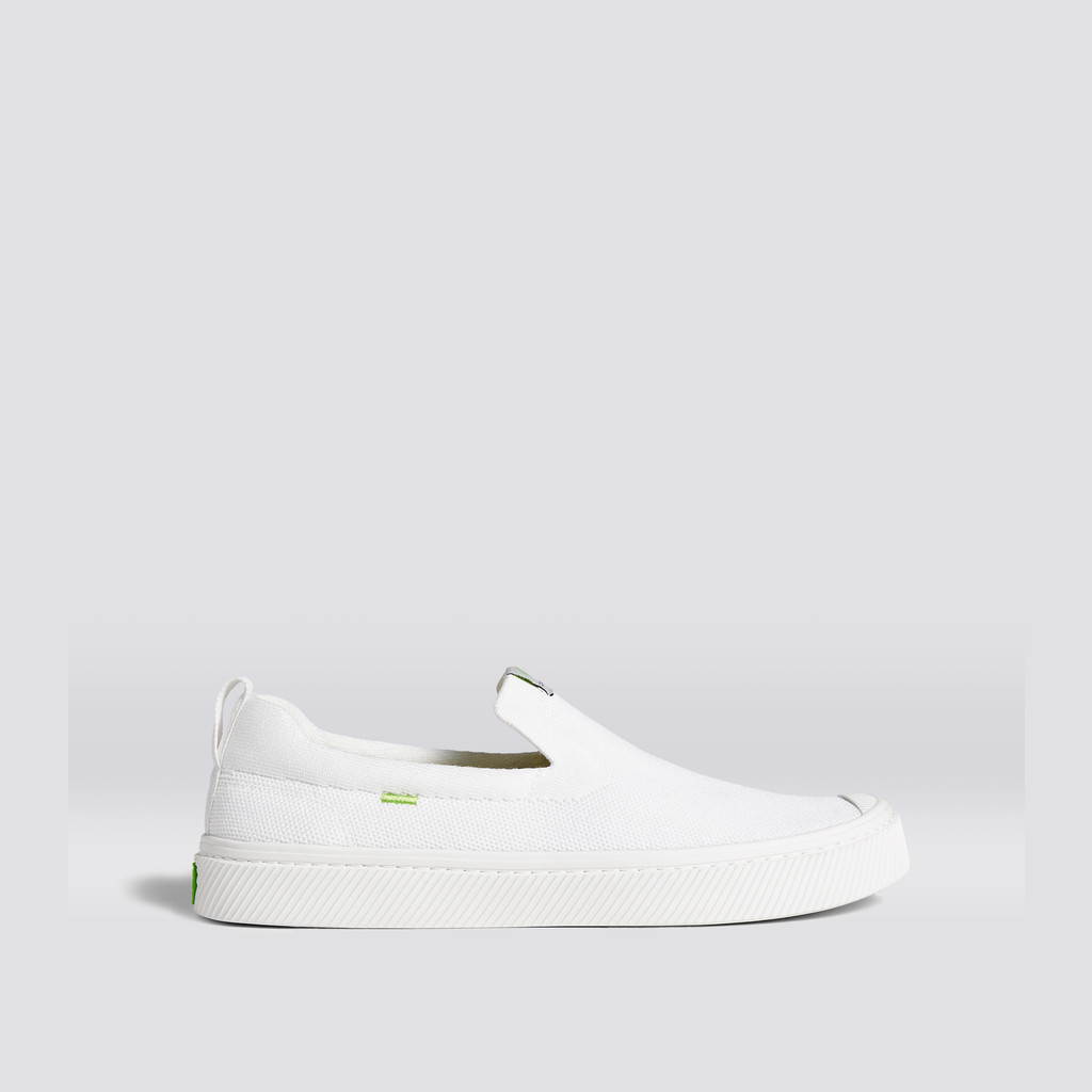 IBI Slip-On Cariuma Low Top Bamboo Weave Knit Vegan Damskie Białe | 140KXDOQV