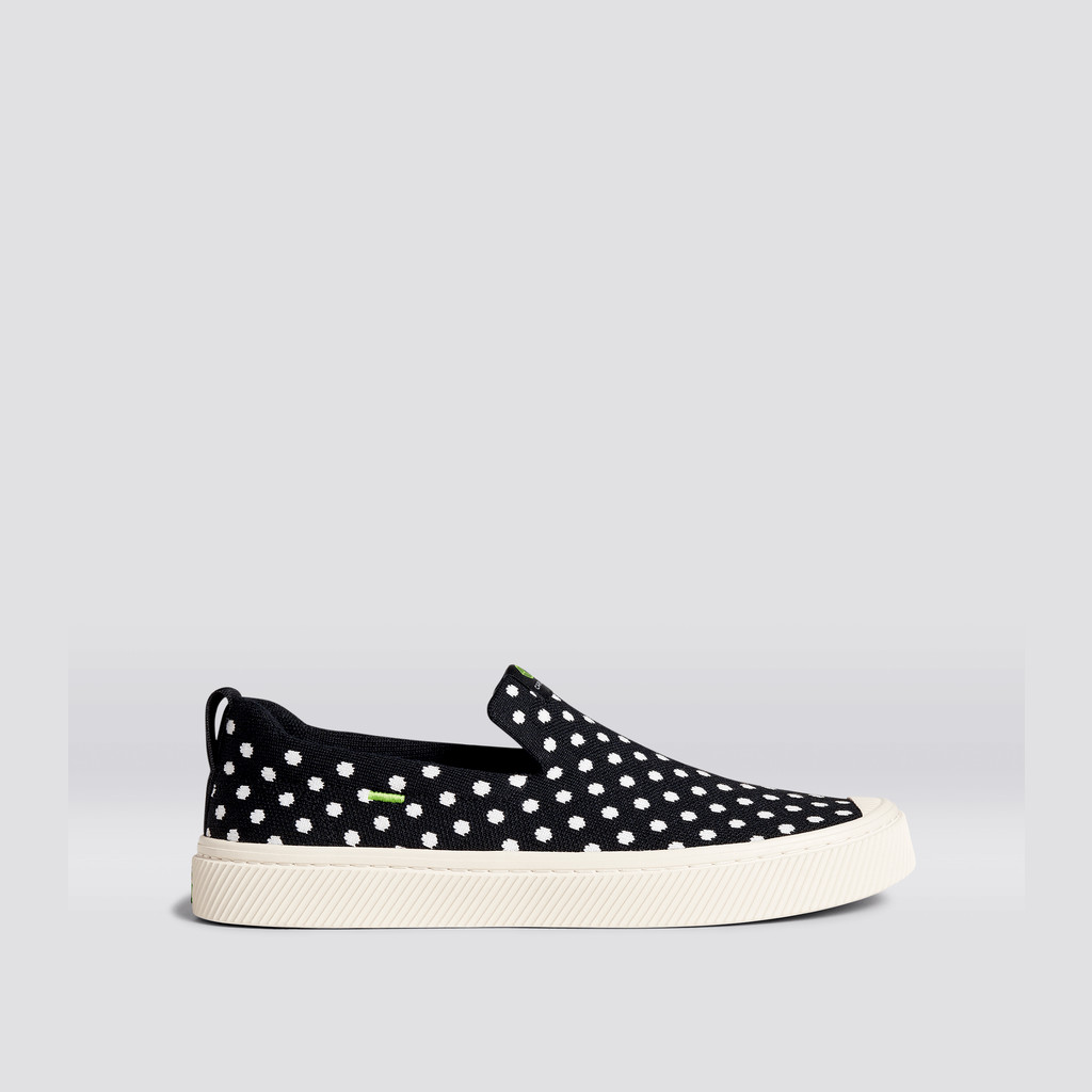 IBI Slip-On Cariuma Low Top Bamboo Weave Knit Vegan Damskie Czarne Białe | 046CGJXFR