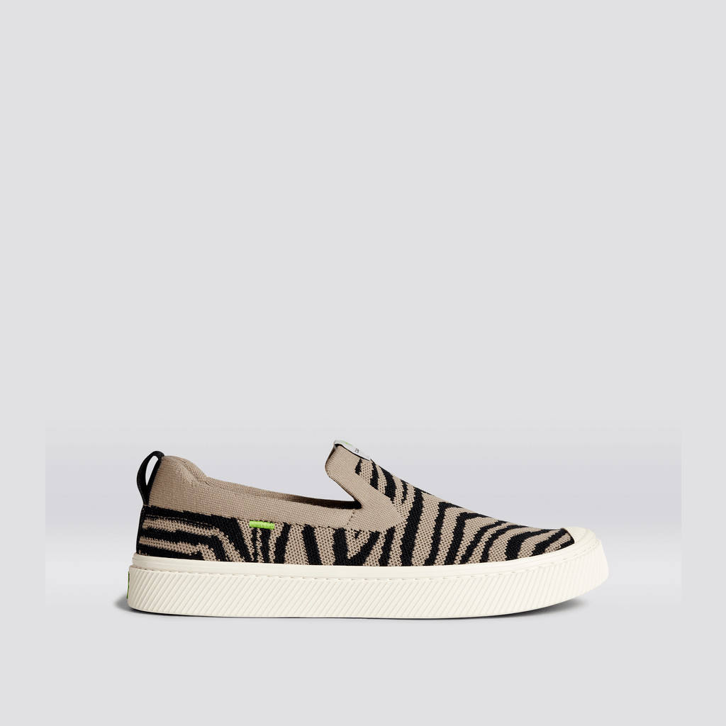 IBI Slip-On Cariuma Low Top Bamboo Weave Knit Vegan Męskie Zebra Print | 840UFLXCO