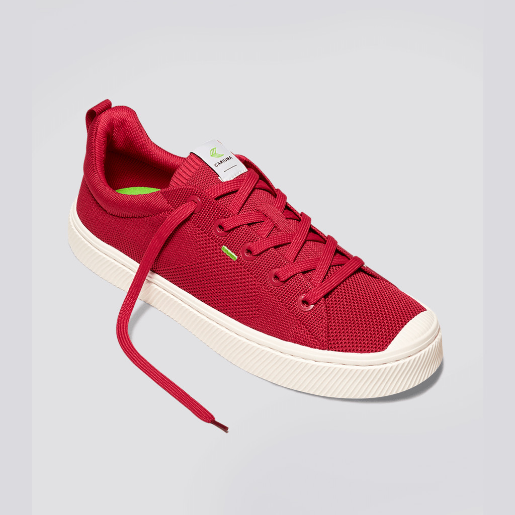 IBI Cariuma Low Top Bamboo Weave Knit Vegan Męskie Czerwone | 385BMTHQC