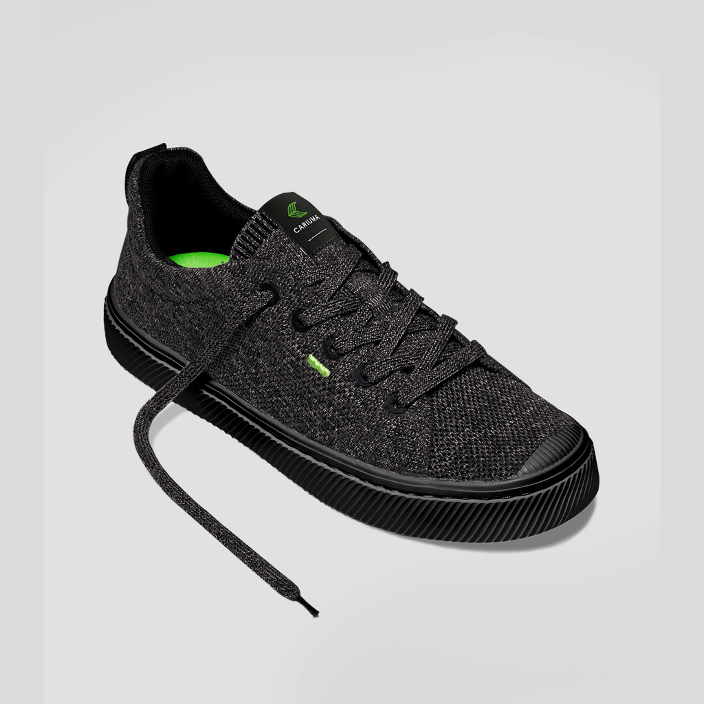 IBI Cariuma Low Top Bamboo Weave Knit Vegan Damskie Czarne | 158JOBWRF