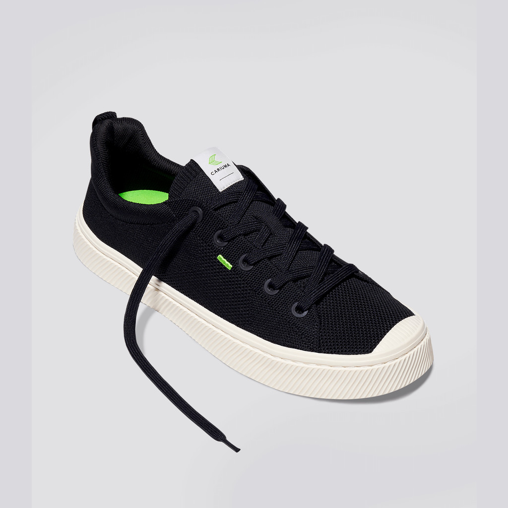 IBI Cariuma Low Top Bamboo Weave Knit Vegan Męskie Czarne | 129XRKWJD
