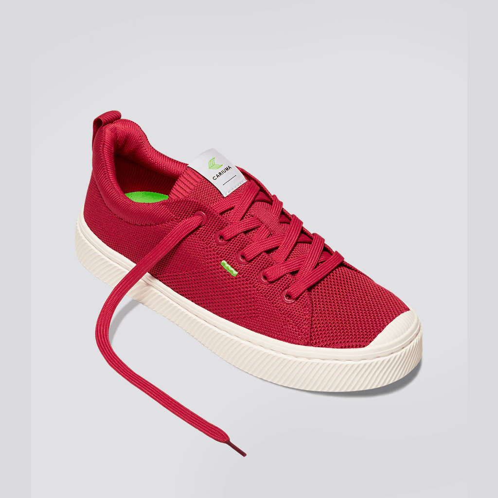 IBI Cariuma Low Top Bamboo Weave Knit Vegan Damskie Czerwone | 089HCFZKR