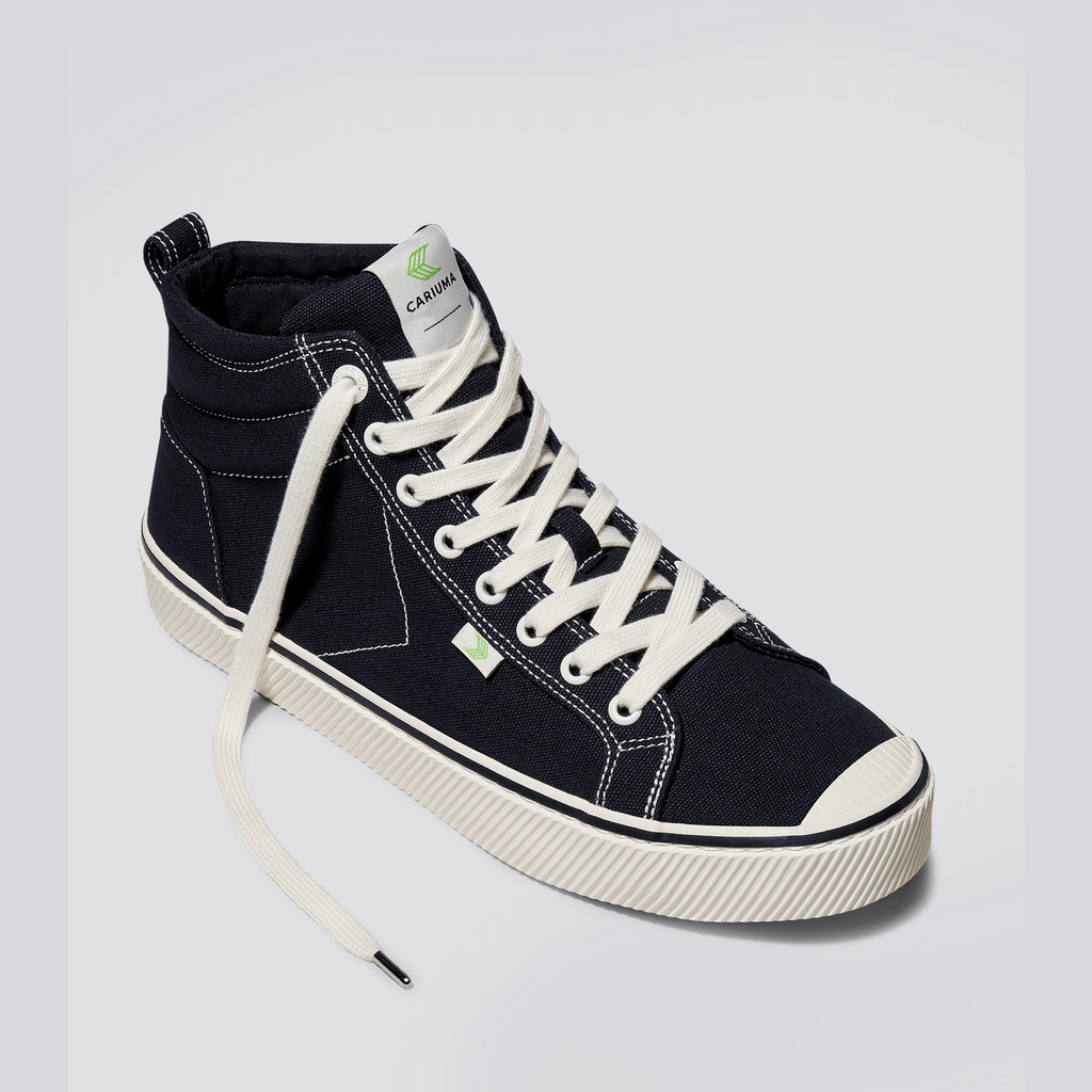OCA HIGH Cariuma High Top Canvas Vegan Męskie Paski Czarne | 075HQDBNJ