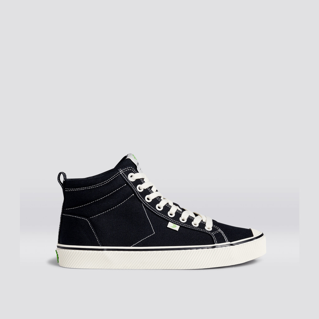OCA HIGH Cariuma High Top Canvas Vegan Męskie Paski Czarne | 075HQDBNJ