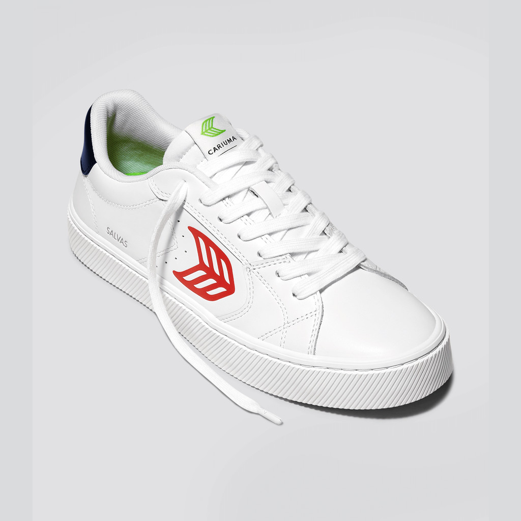 OCA LOW Cariuma Low Top Leather Vegan Damskie Białe Czerwone | 574AMUPDW