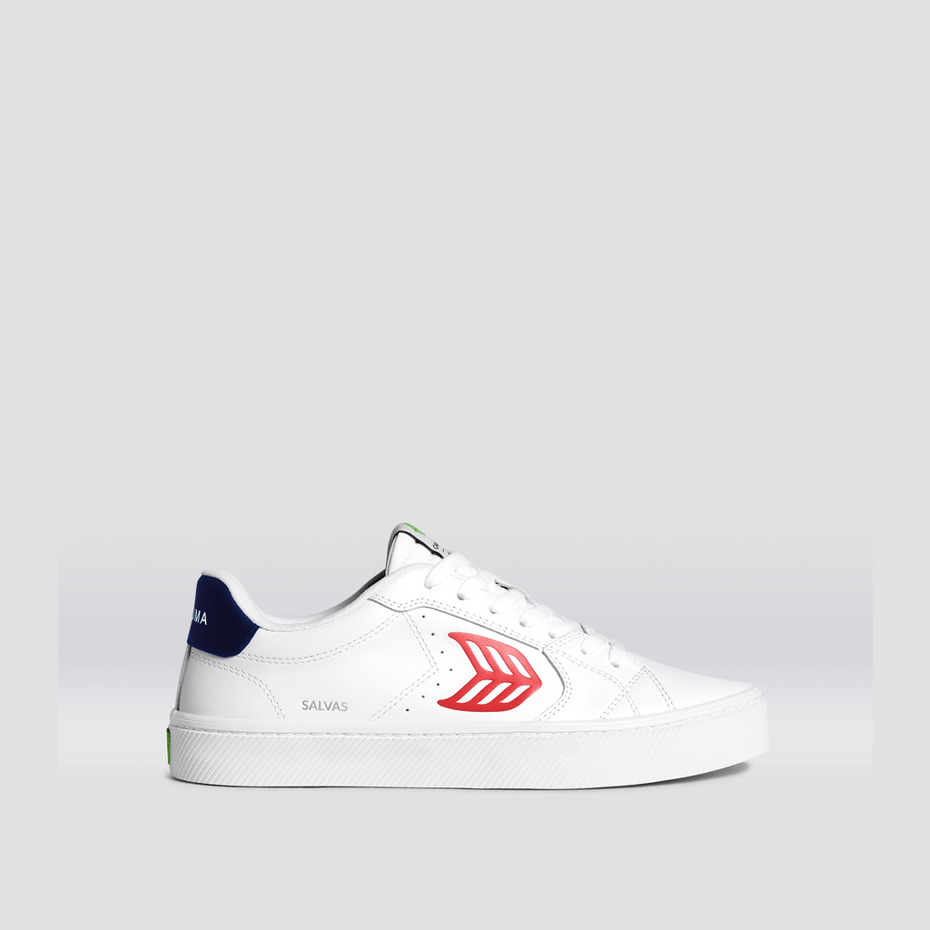 OCA LOW Cariuma Low Top Leather Vegan Damskie Białe Czerwone | 574AMUPDW