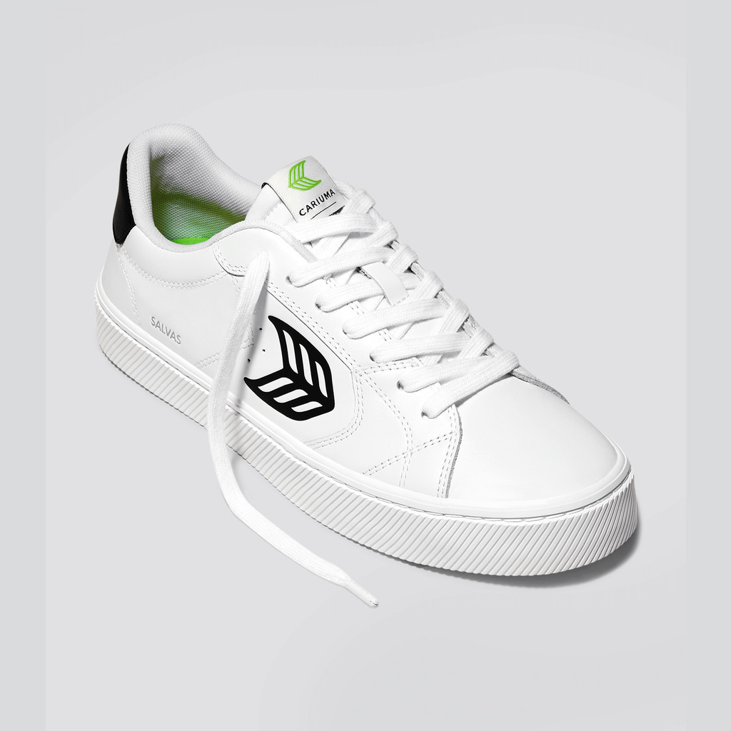 OCA LOW Cariuma Low Top Leather Vegan Damskie Białe Czarne | 843DYFOTP