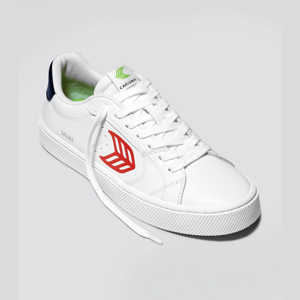 OCA LOW Cariuma Low Top Leather Vegan Męskie Białe Czerwone | 182XZIBML