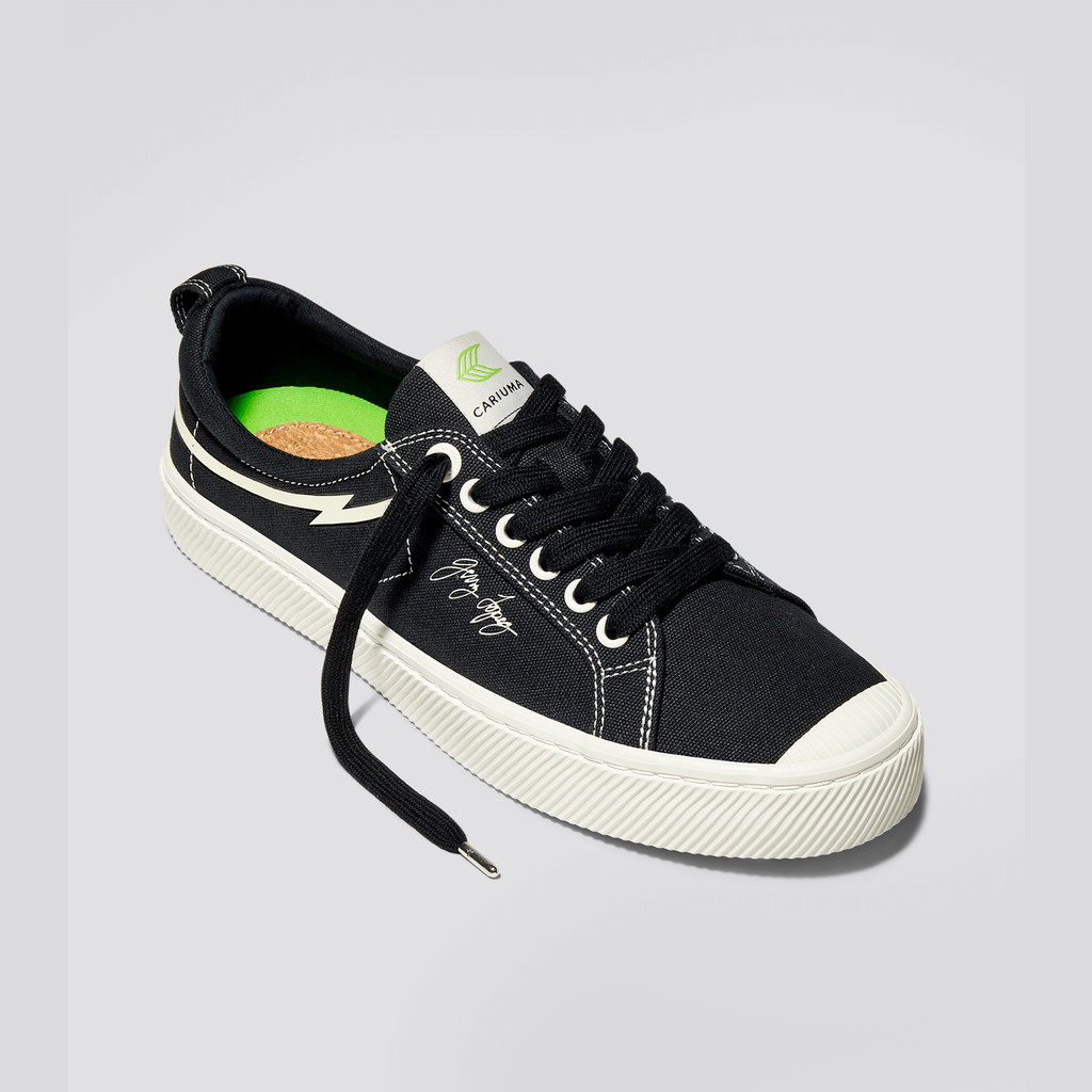 OCA LOW Cariuma Low Top Płócienne Wegański Męskie Czarne | 621ZADGSM