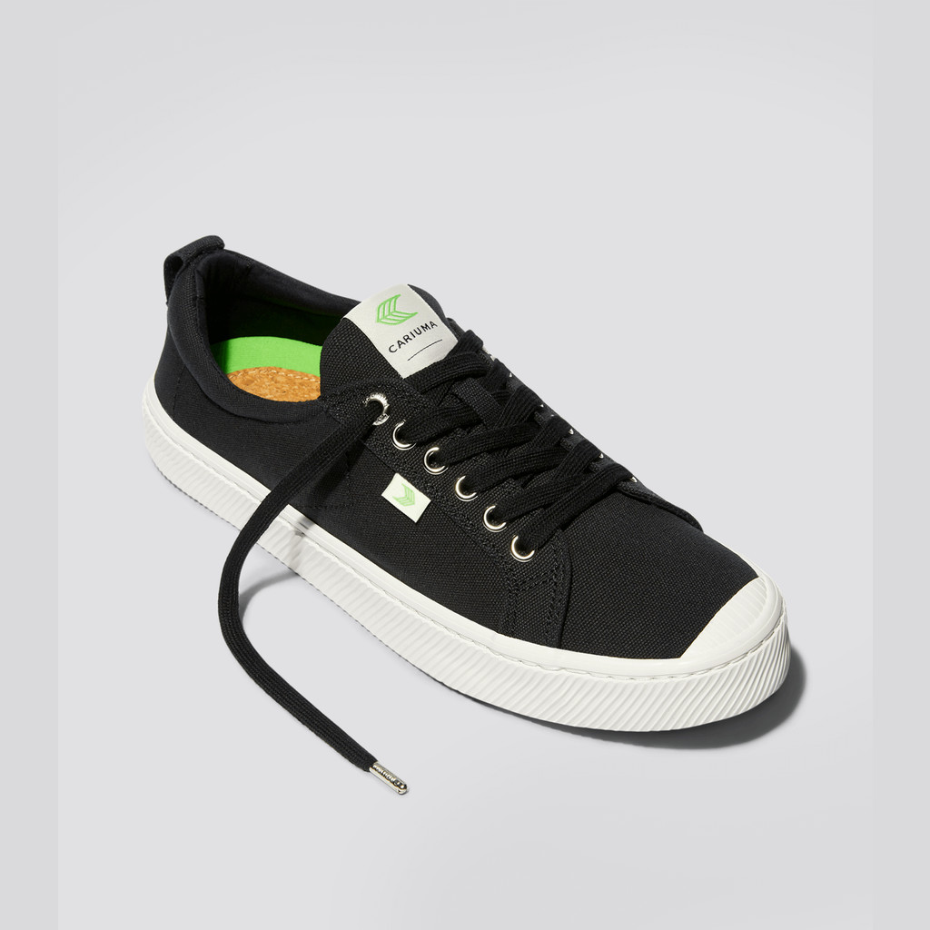 OCA LOW Cariuma Low Top Płócienne Wegański Damskie Czarne | 615NAJSKT