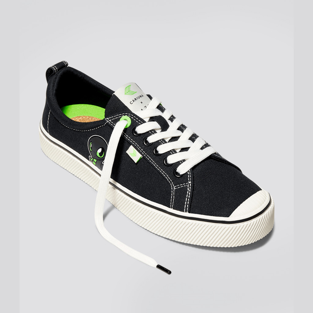 OCA LOW Cariuma Low Top Płócienne Wegański Męskie Czarne | 045CZKEYV