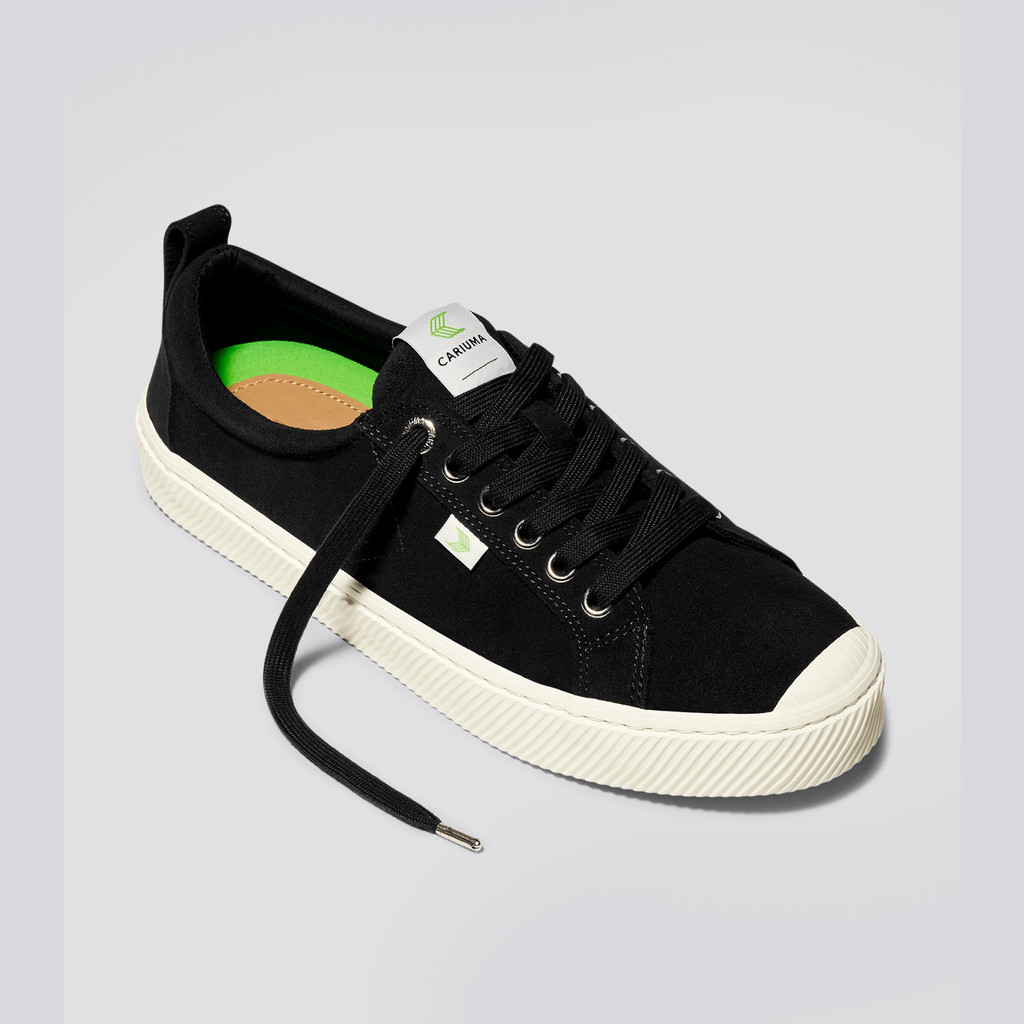 OCA LOW Cariuma Low Top Suede Damskie Czarne | 428ROAVXK