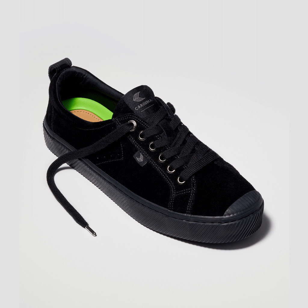 OCA LOW Cariuma Low Top Suede Męskie Czarne | 691RBUXSF