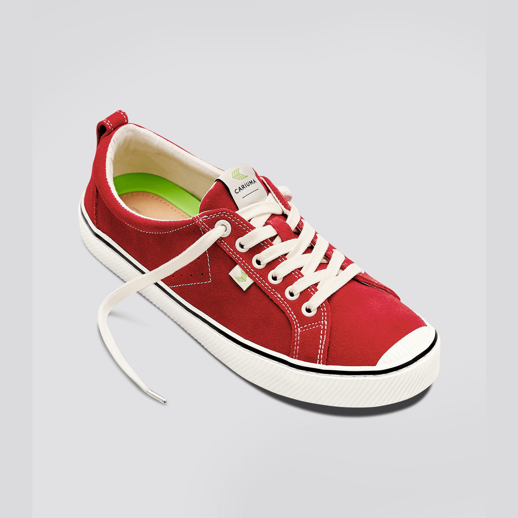 OCA LOW Cariuma Low Top Suede Męskie Paski Czerwone | 105HKZCGR