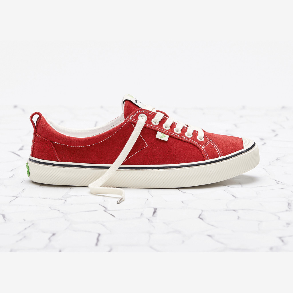 OCA LOW Cariuma Low Top Suede Męskie Paski Czerwone | 105HKZCGR